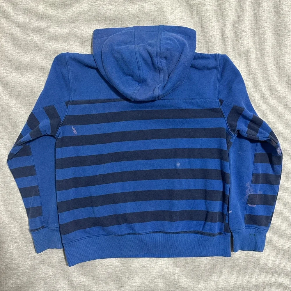 Hurley Boys Youth Size XL 13-15Y Blue Striped Henley Pullover Hoodie Sweatshirt